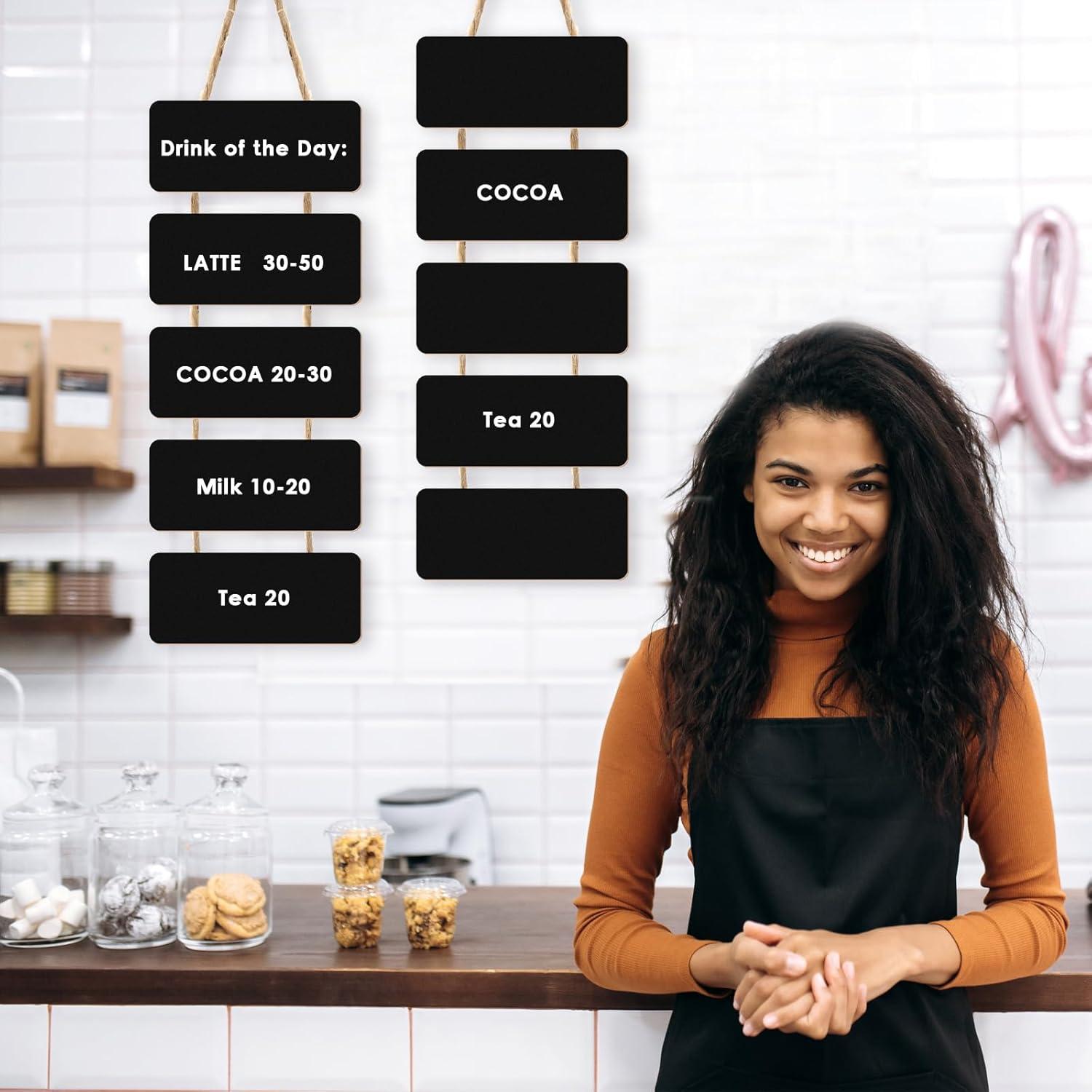 Carteles de Pizarra Colgantes Fuutreo Doble Cara 30x12cm (2 Juegos)