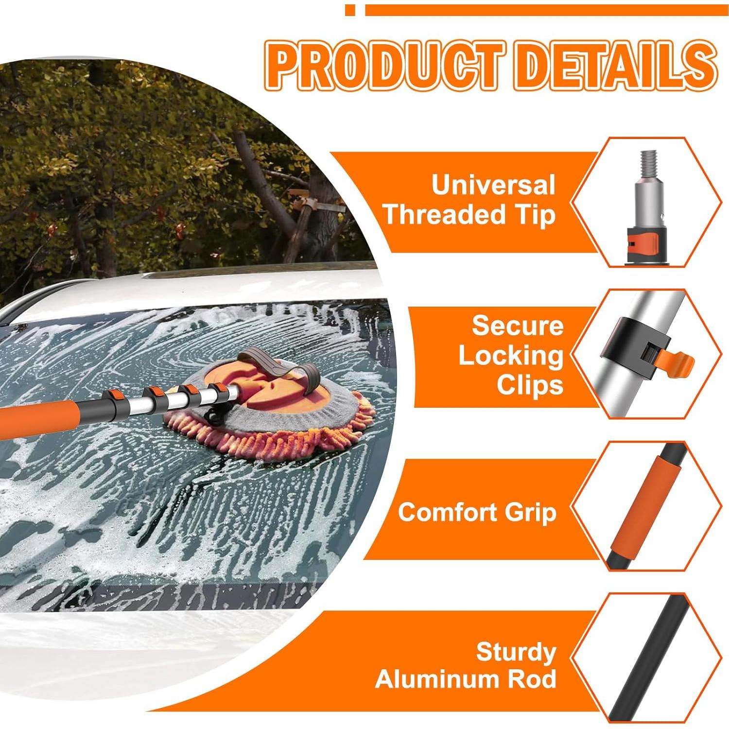 Kit de Limpieza de Autos LAANPOLE con Mango Telescópico 6m