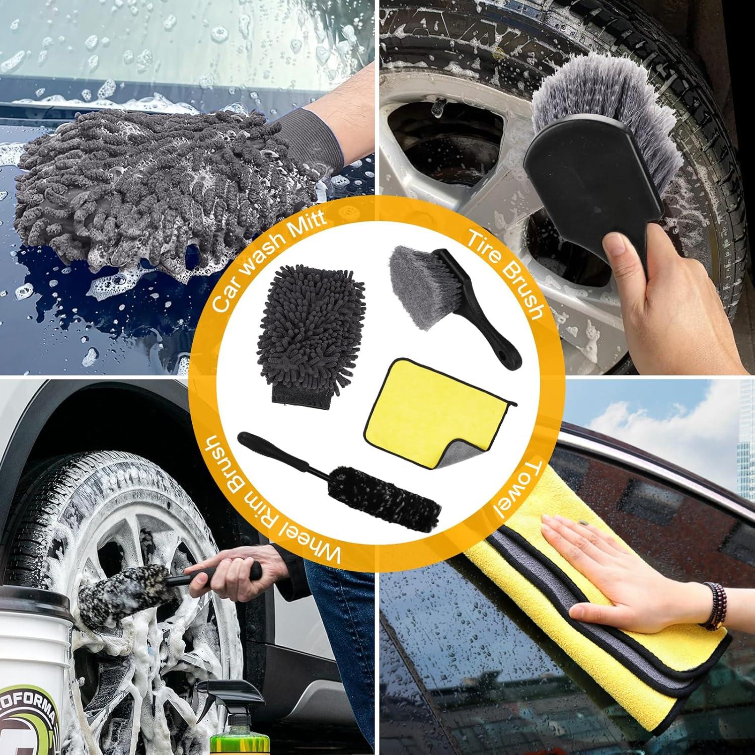 Kit de Lavado de Autos Vextronic 14PCS - Cepillos y Toalla