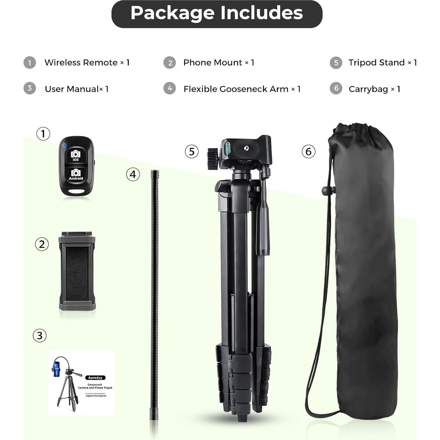 Trípode Aureday TBC001 para Teléfono con Control Remoto