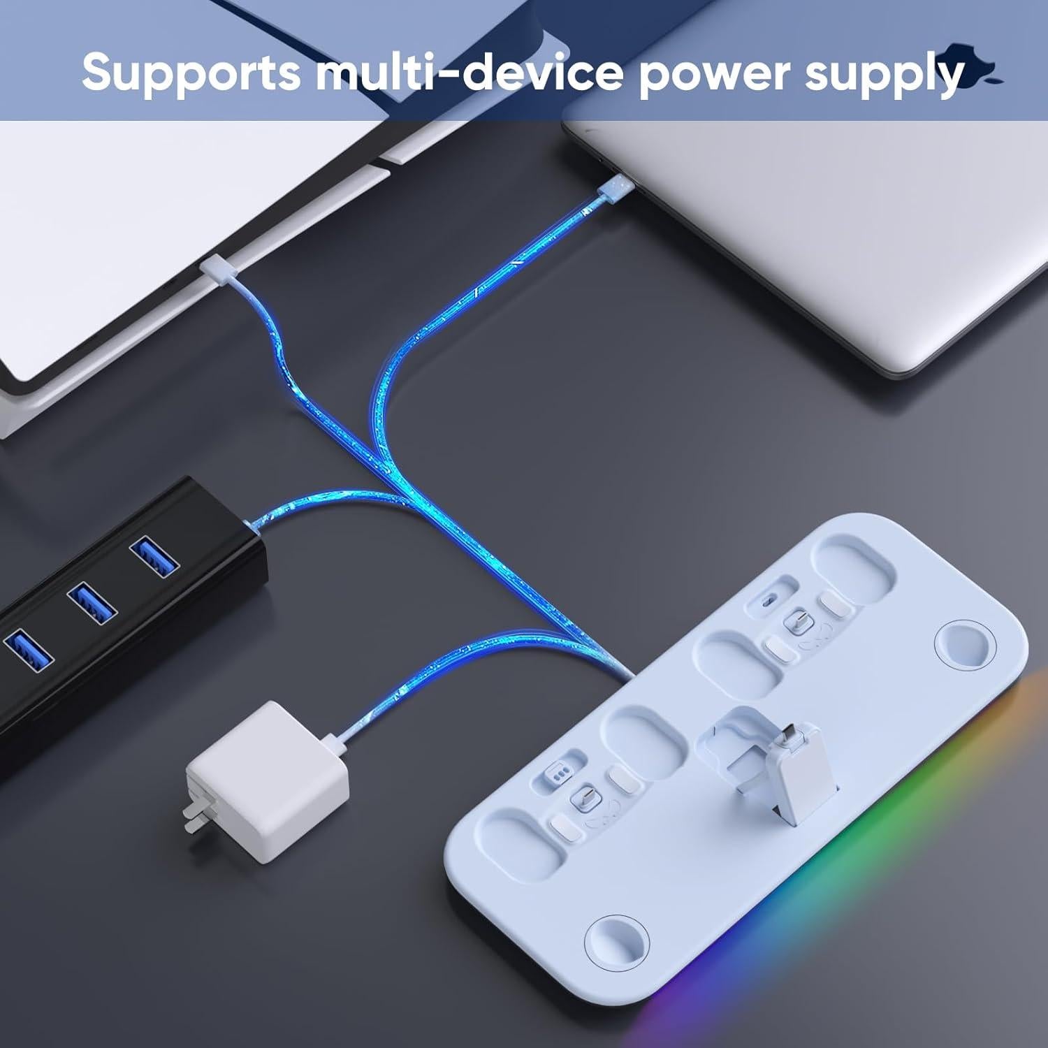 Soporte de Carga KEPLUG PS5 Portal con Luz RGB y USB-C
