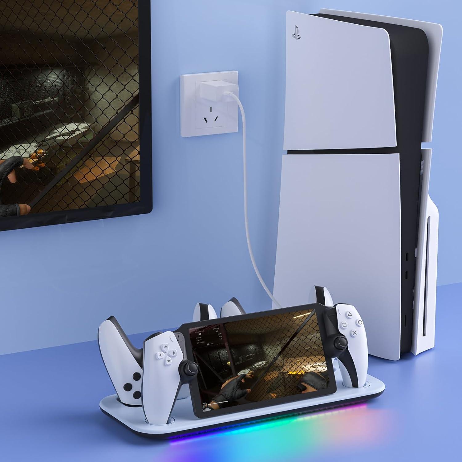 Soporte de Carga KEPLUG PS5 Portal con Luz RGB y USB-C