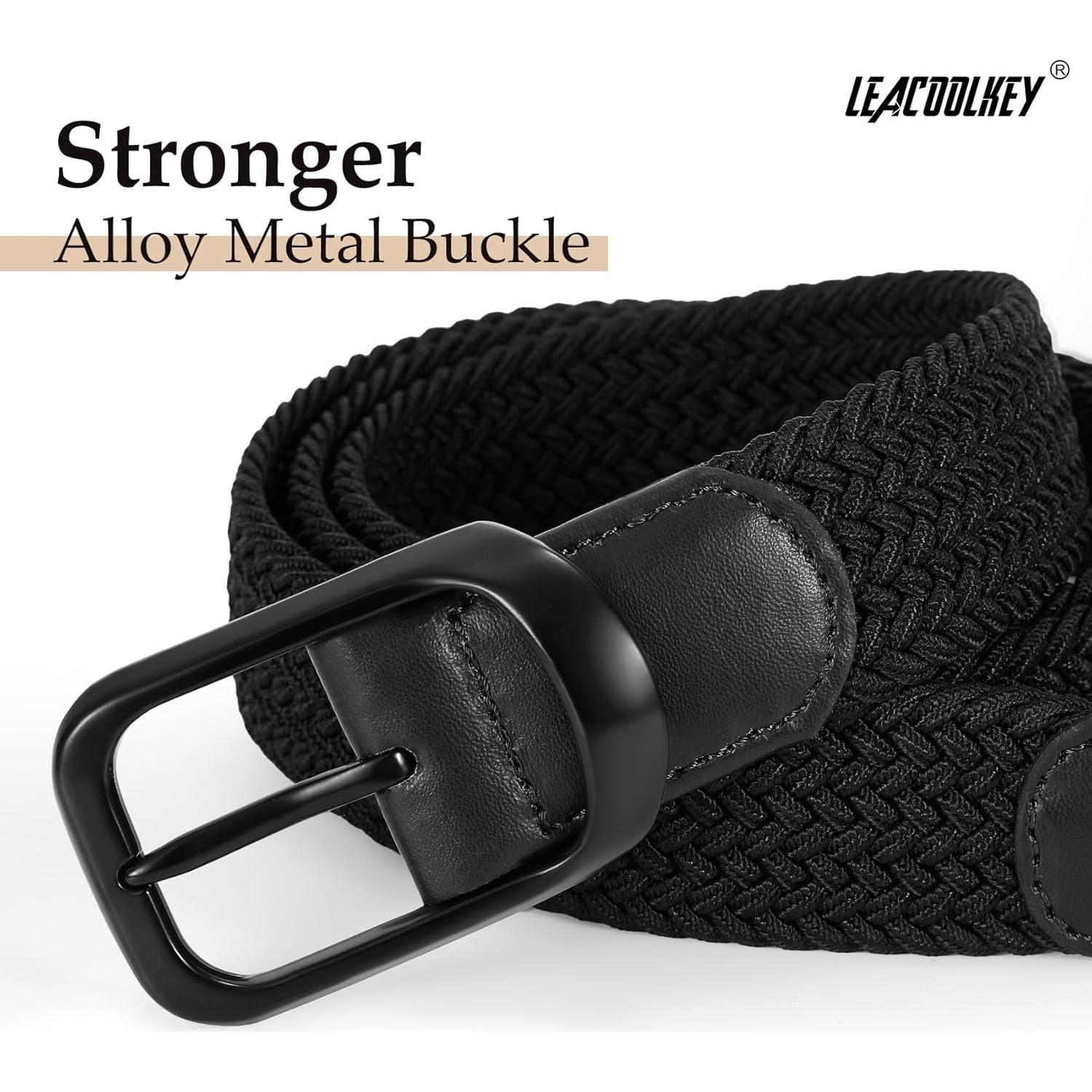 Cinturones Elásticos Trenzados LEACOOLKEY 2 Pack 3.5 cm