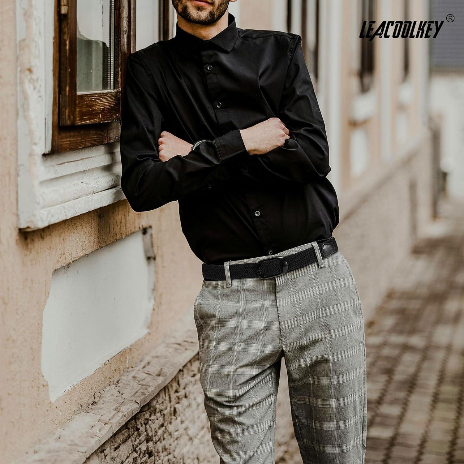 Cinturones Elásticos Trenzados LEACOOLKEY 2 Pack 3.5 cm