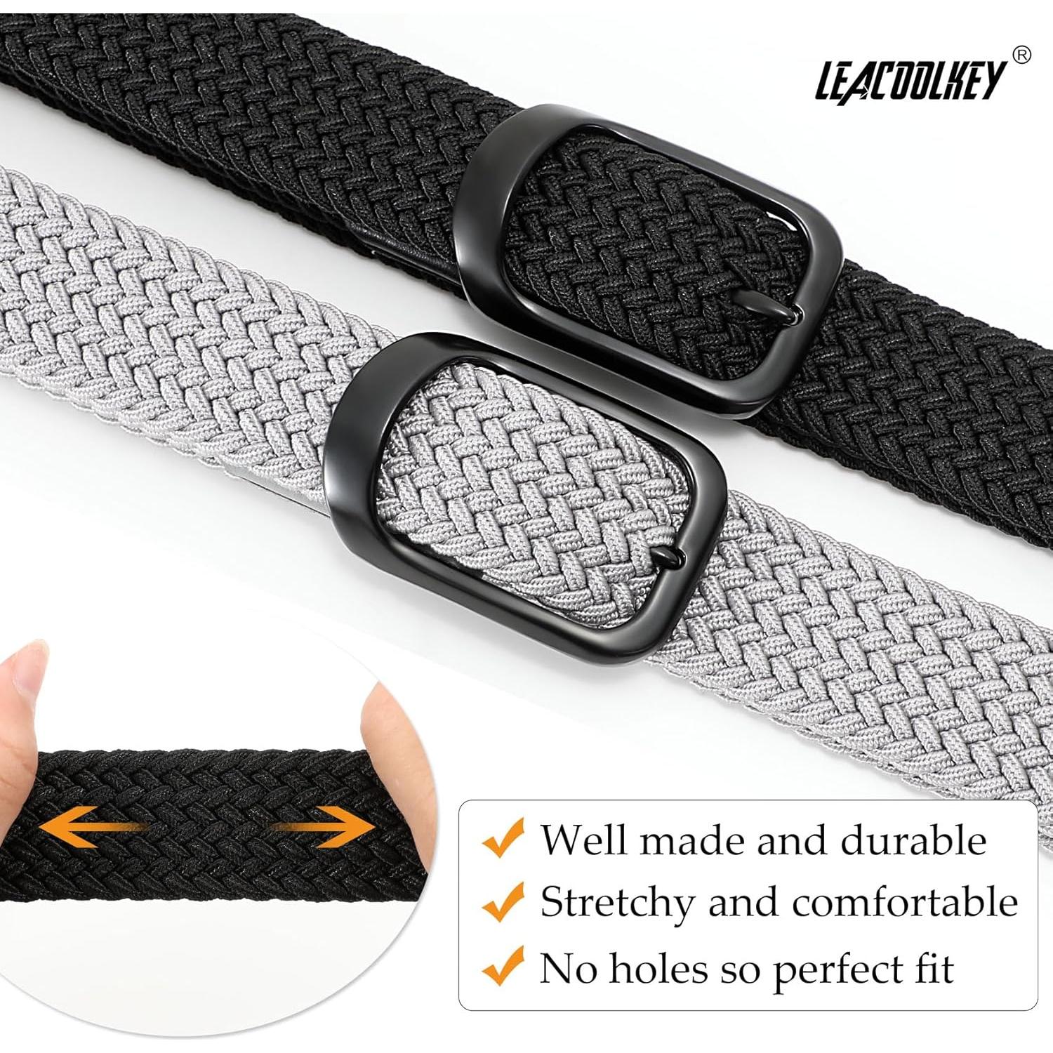 Cinturones Elásticos Trenzados LEACOOLKEY 2 Pack 3.5 cm