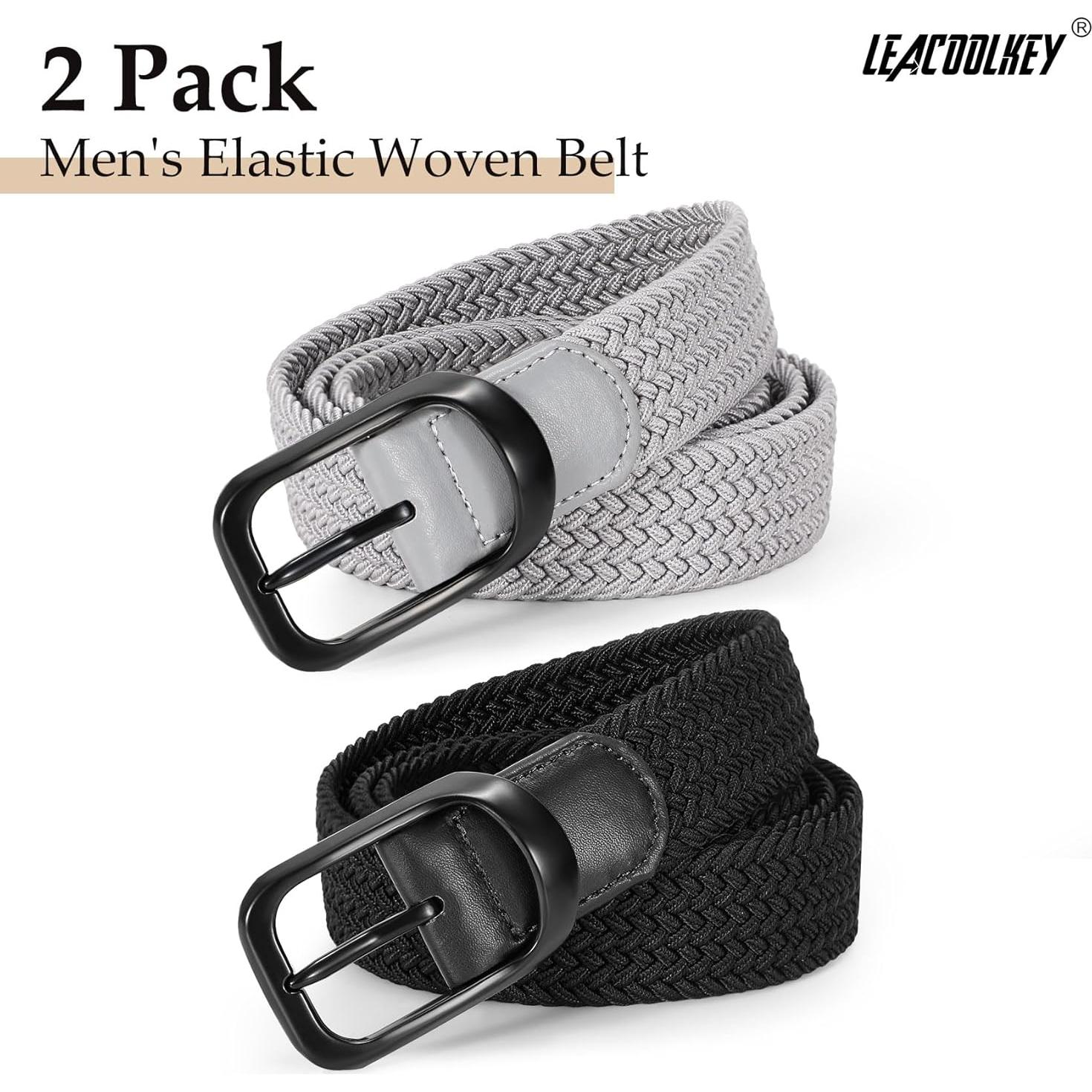 Cinturones Elásticos Trenzados LEACOOLKEY 2 Pack 3.5 cm
