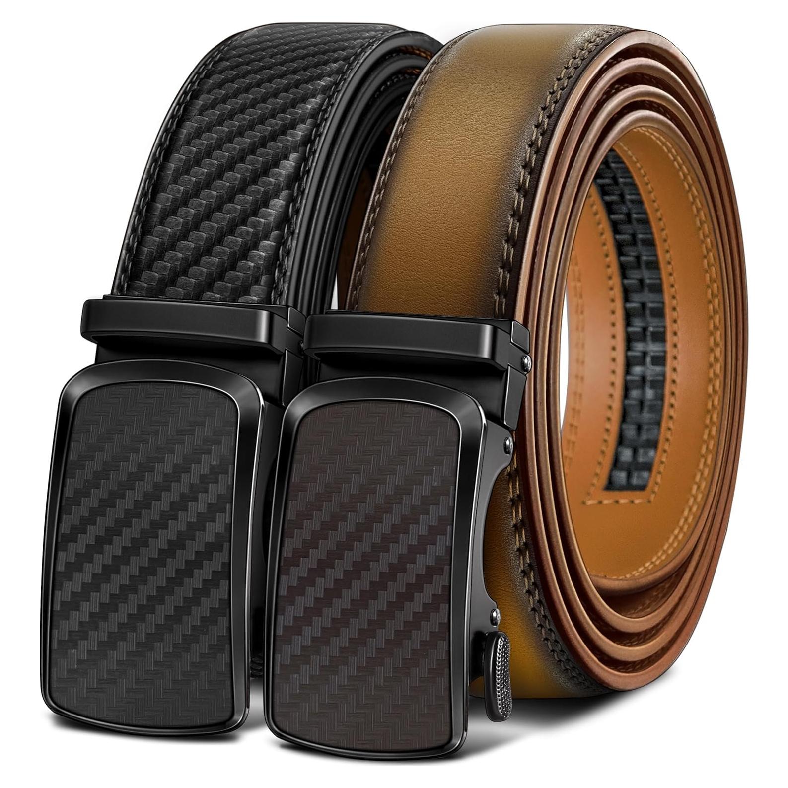 Cinturón Bulliant de Cuero Ajustable para Hombre 2 Paquetes