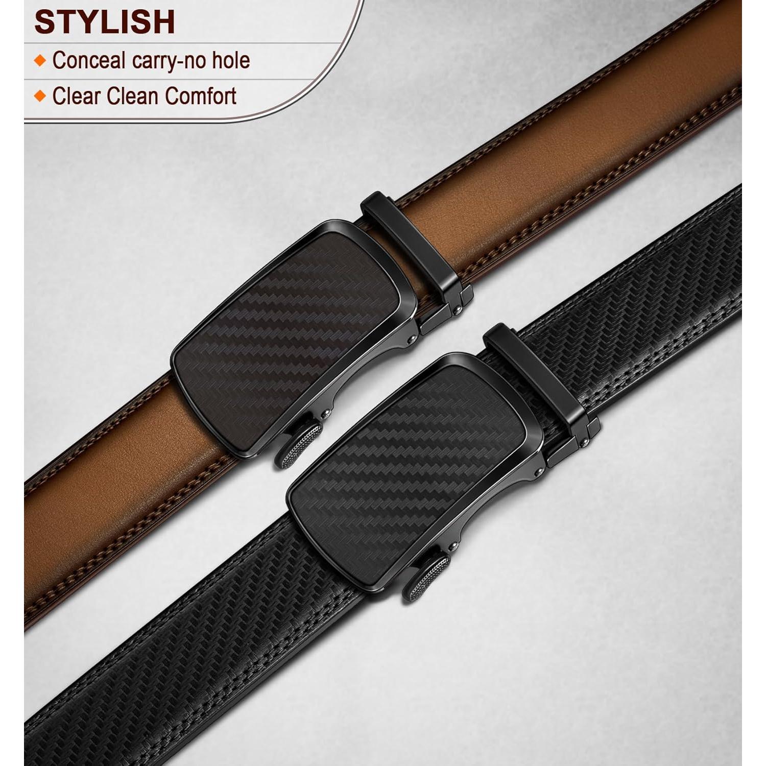 Cinturón Bulliant de Cuero Ajustable para Hombre 2 Paquetes