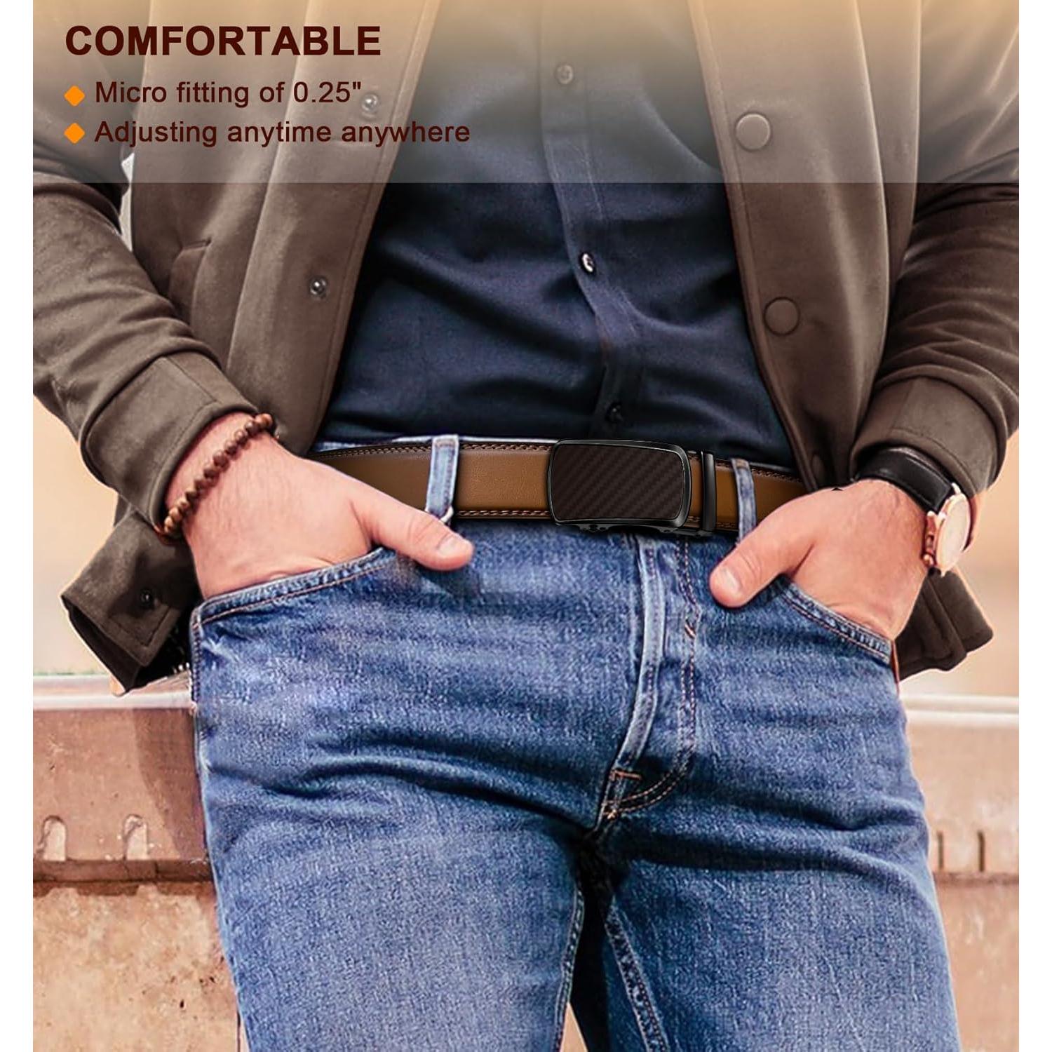 Cinturón Bulliant de Cuero Ajustable para Hombre 2 Paquetes