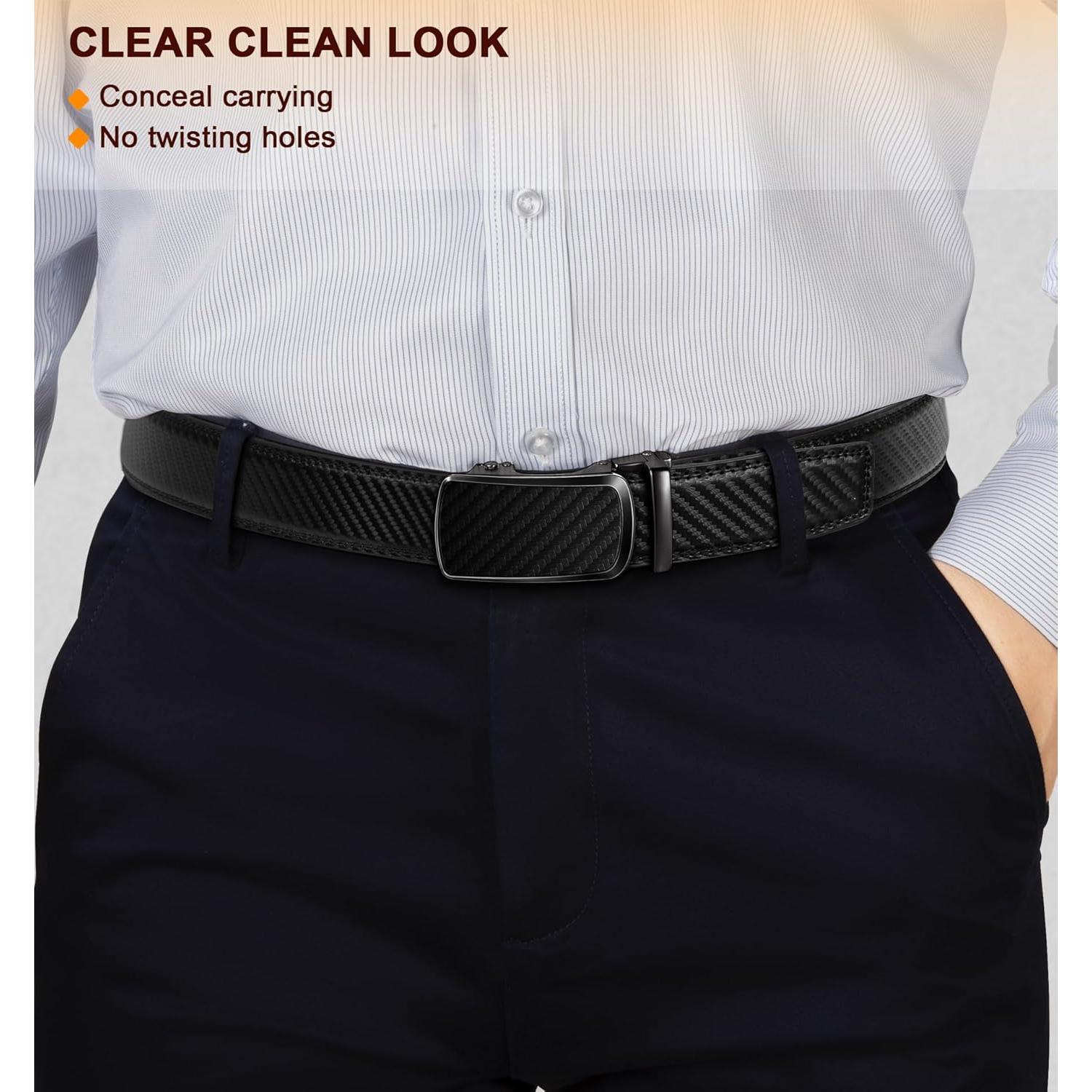 Cinturón Bulliant de Cuero Ajustable para Hombre 2 Paquetes