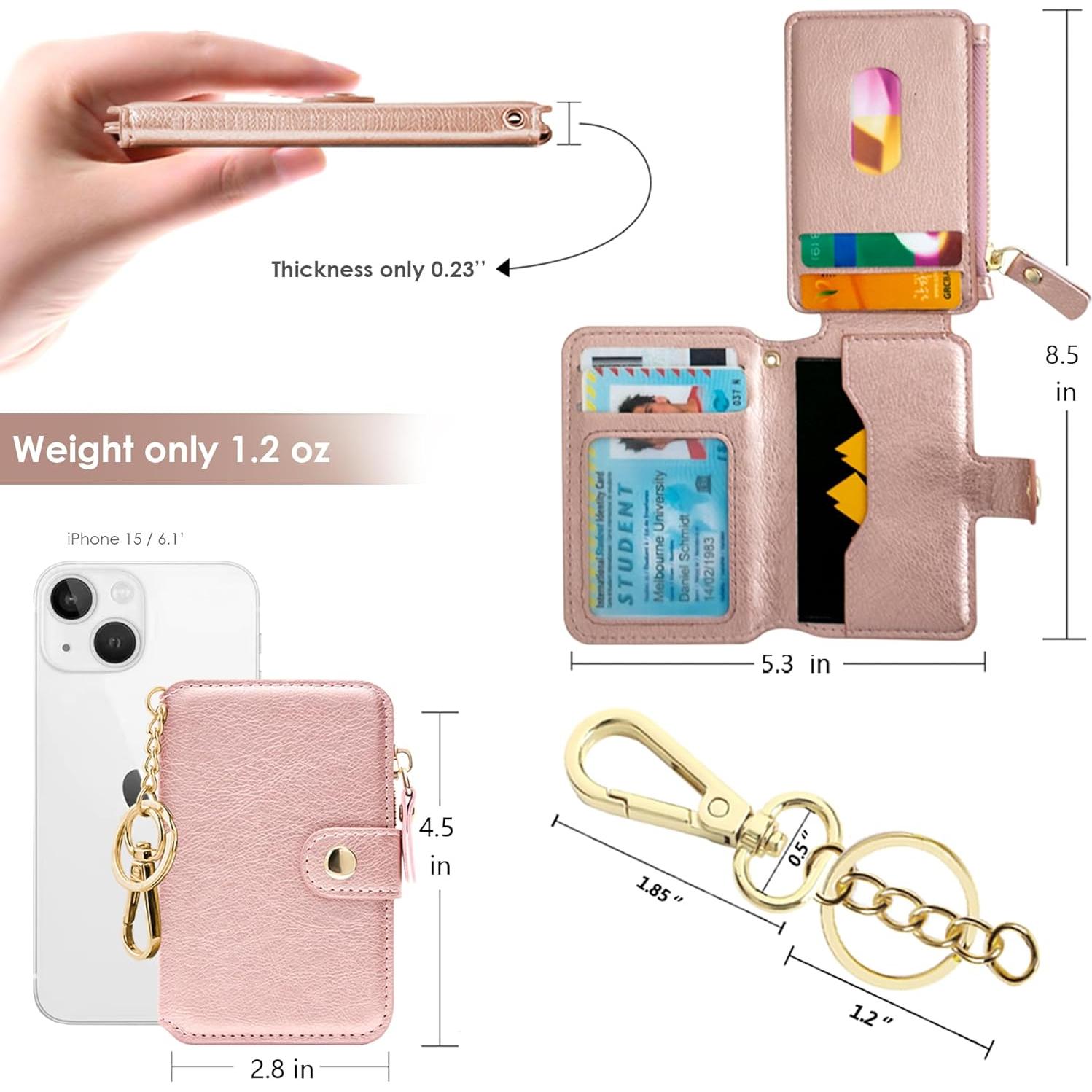 Monedero Llavero JIAFENGKIM Rosa con Bloqueo RFID