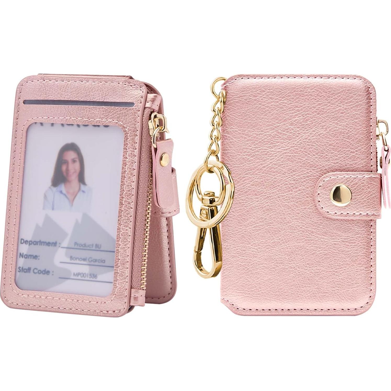 Monedero Llavero JIAFENGKIM Rosa con Bloqueo RFID