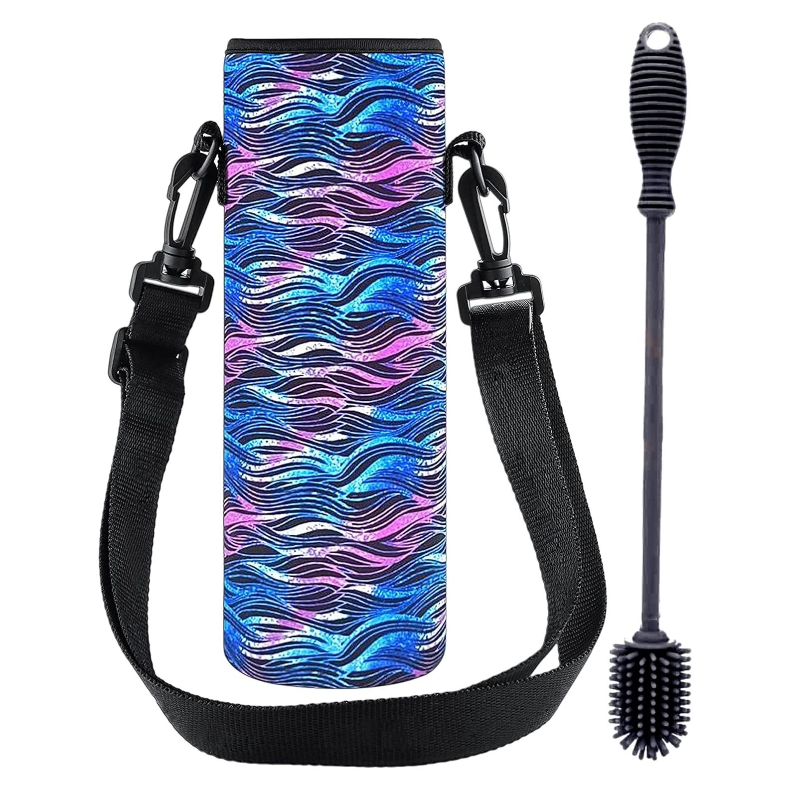 Botella de Agua de Vidrio FIT 1L con Tapa de Popote y Manga