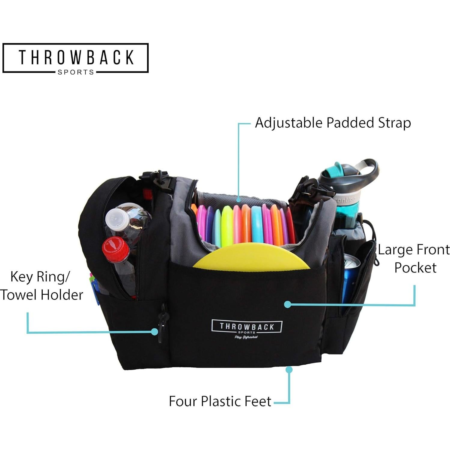 Bolsa de Frisbee Disc Golf Throwback Sports con Nevera 12 Discos