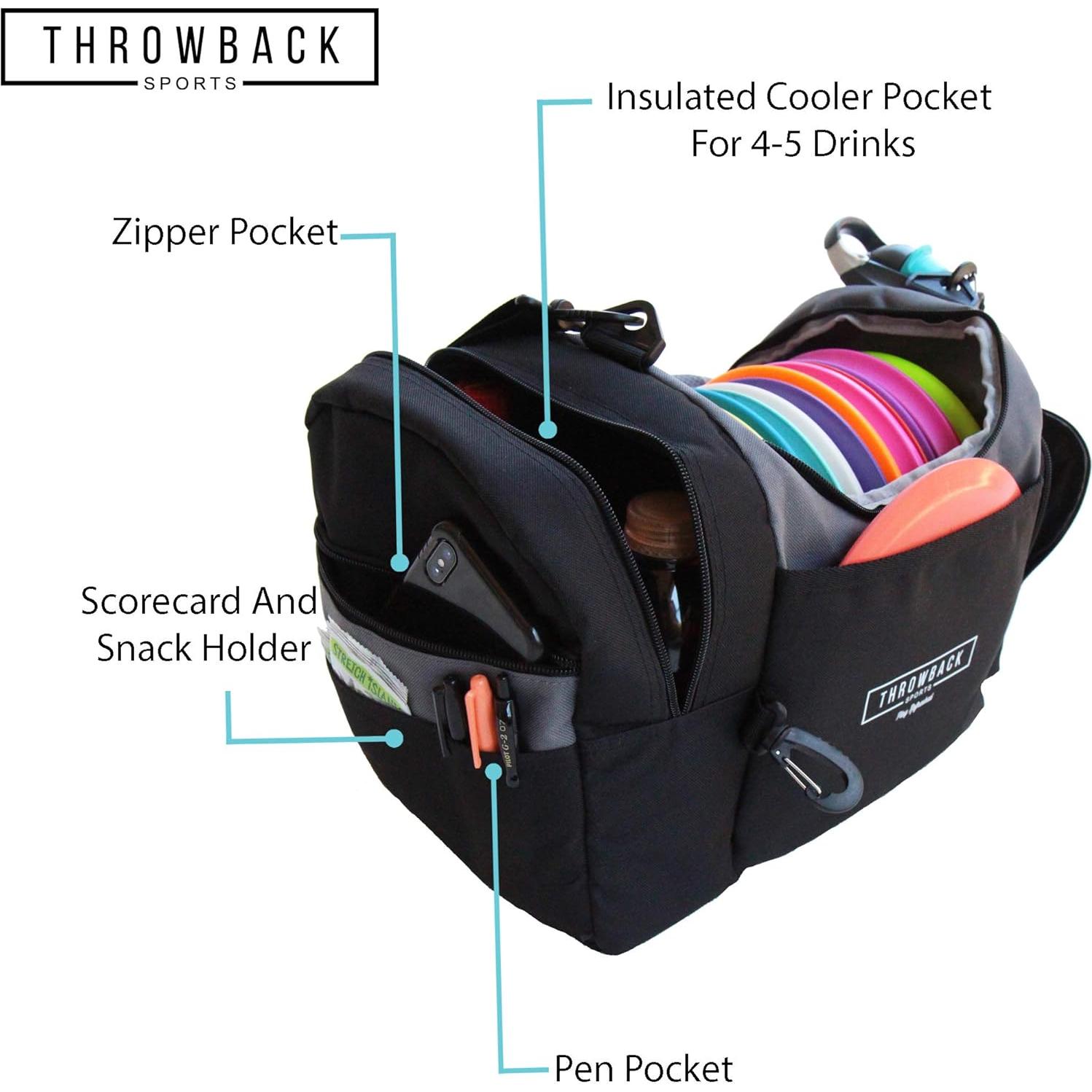 Bolsa de Frisbee Disc Golf Throwback Sports con Nevera 12 Discos