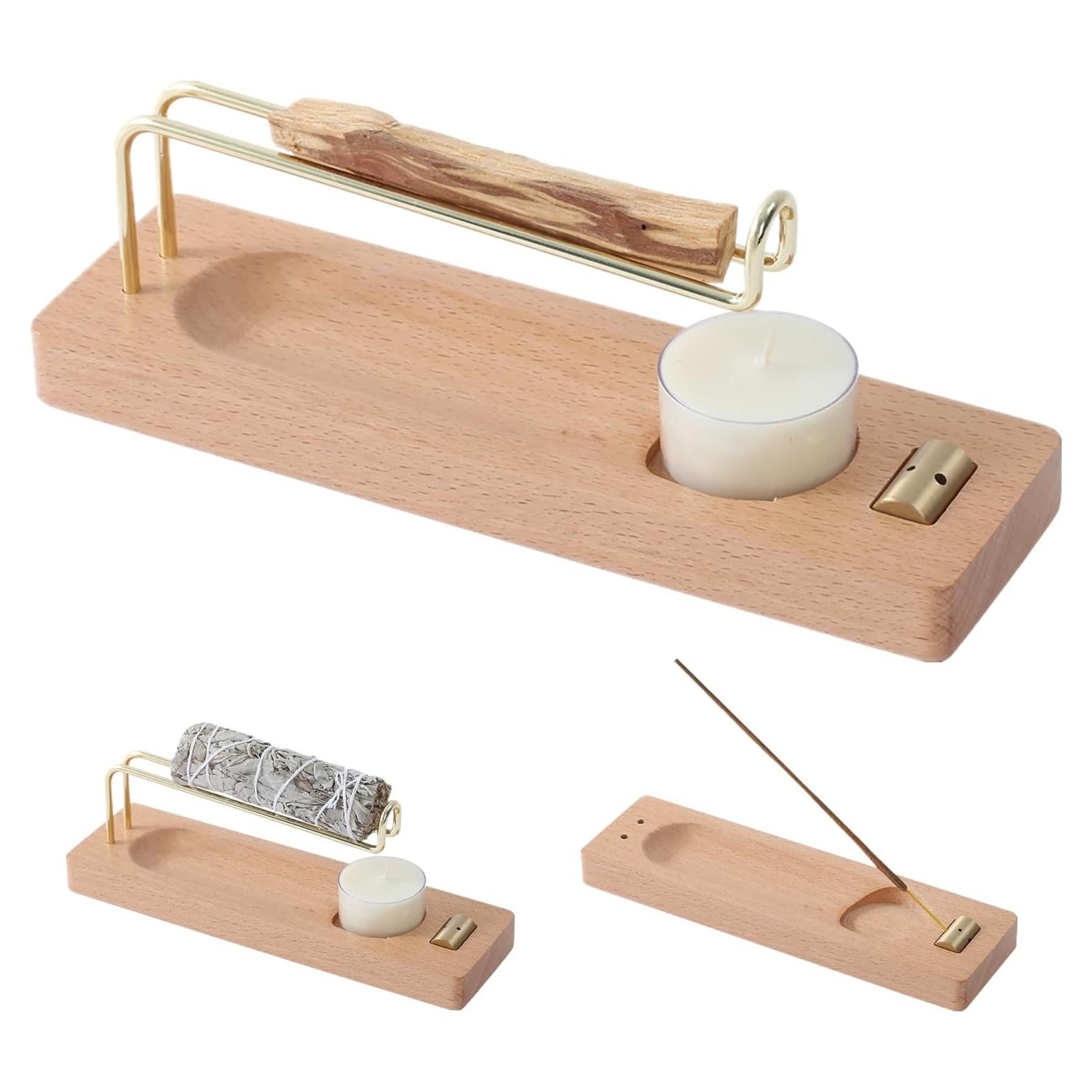 Soporte de Incienso 4 en 1 Reyife de Madera para Palo Santo y Salvia