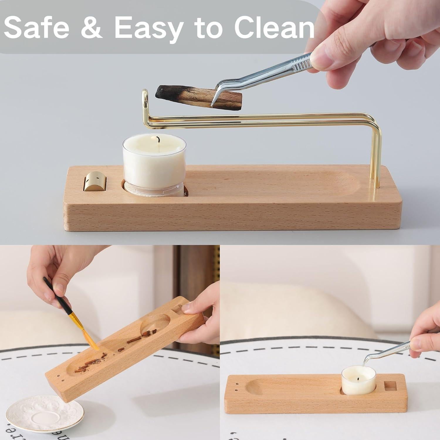 Soporte de Incienso 4 en 1 Reyife de Madera para Palo Santo y Salvia