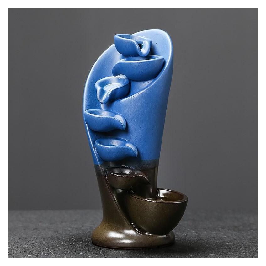 Quemador de Incienso en Cascada Simcat Cerámica Azul con 20 Conos