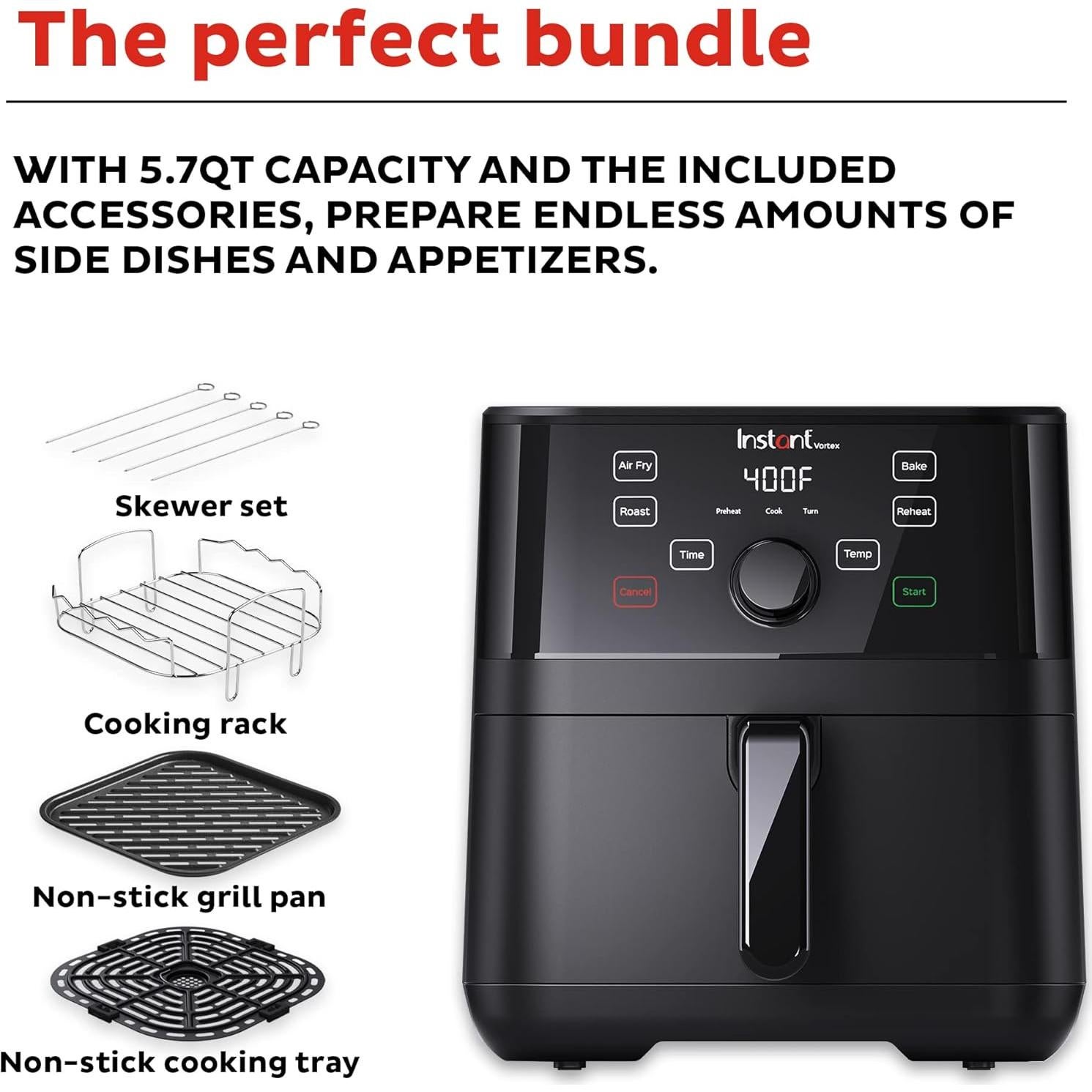 Freidora de Aire Instant Pot Vortex 5.7L 4 en 1 con Accesorios