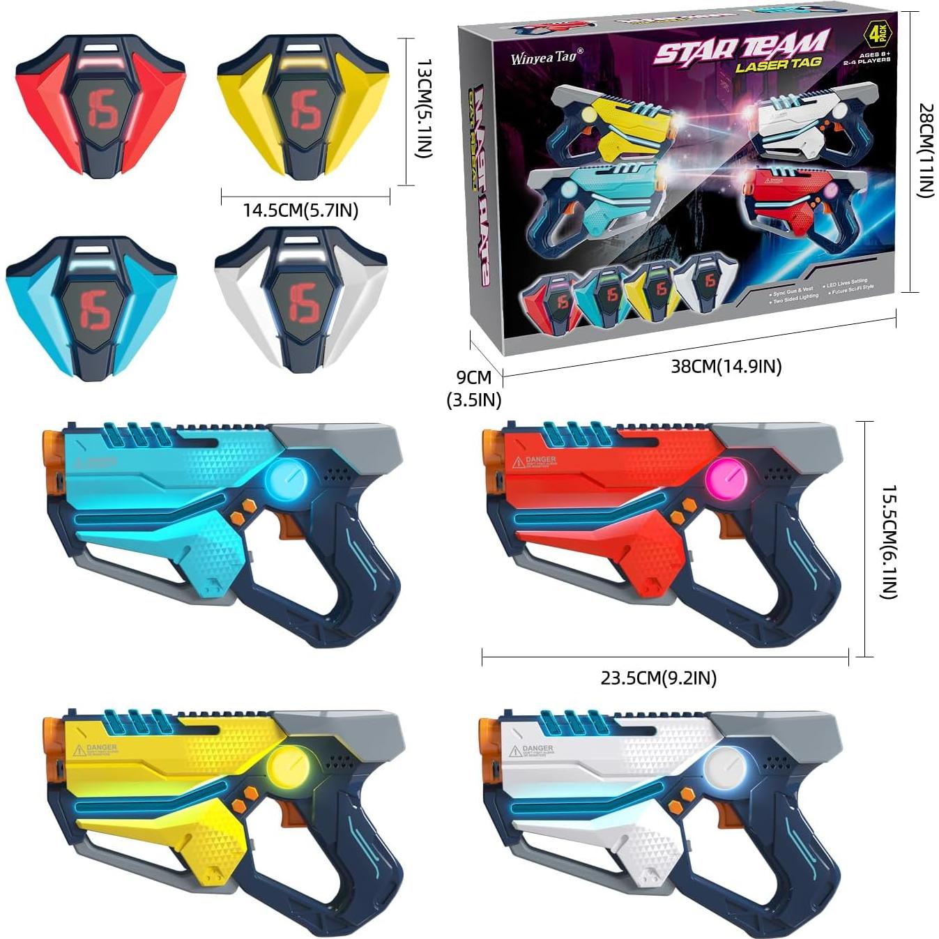 Conjunto de Laser Tag 4 Piezas WINYEA con Chalecos LED