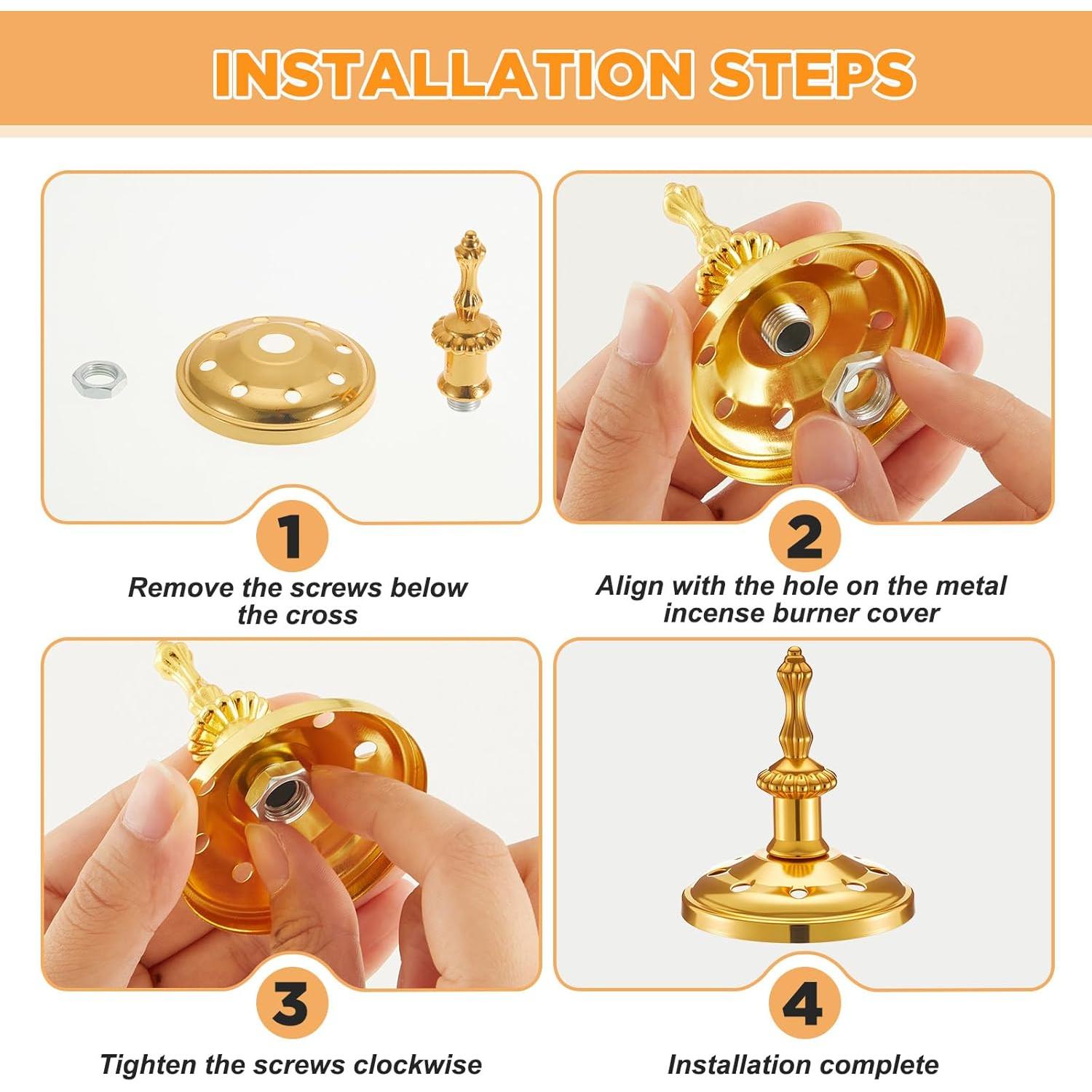 Soporte para Incienso Zonon - 2 Piezas Dorado Metal 18x14x9 cm