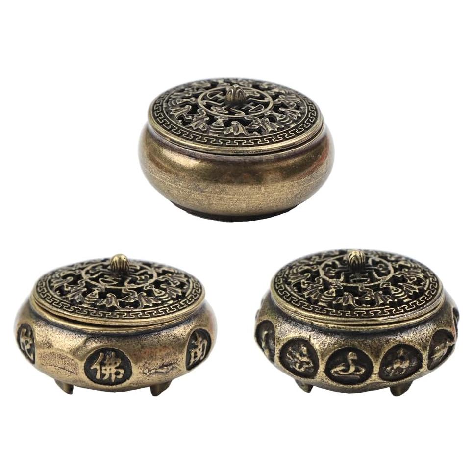 3 Pcs Quemador de Incienso Opexicos Cobre Puro Estilo Antiguo