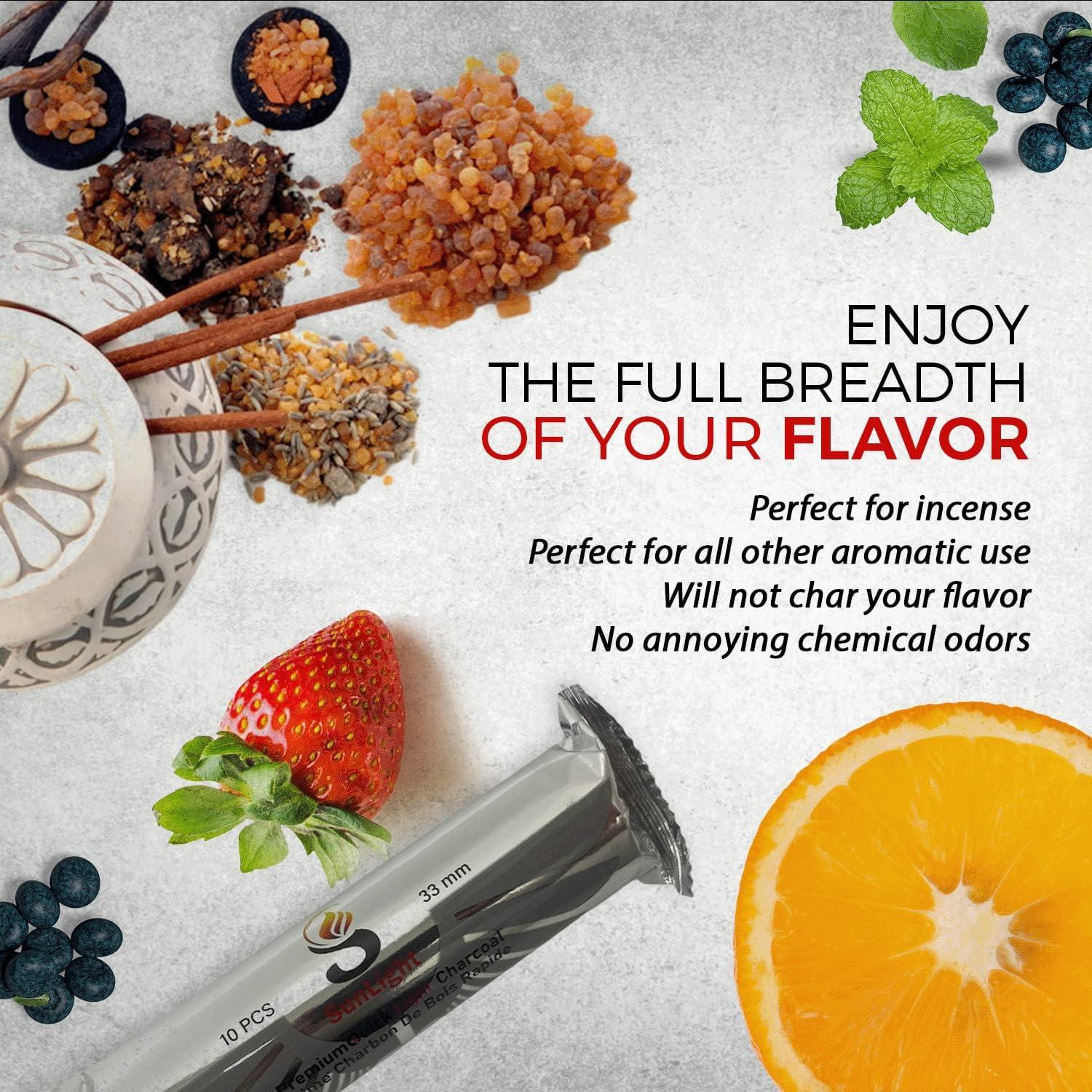 Tabletas de Carbón Sunlight Premium para Incienso - 100 Discos 33mm