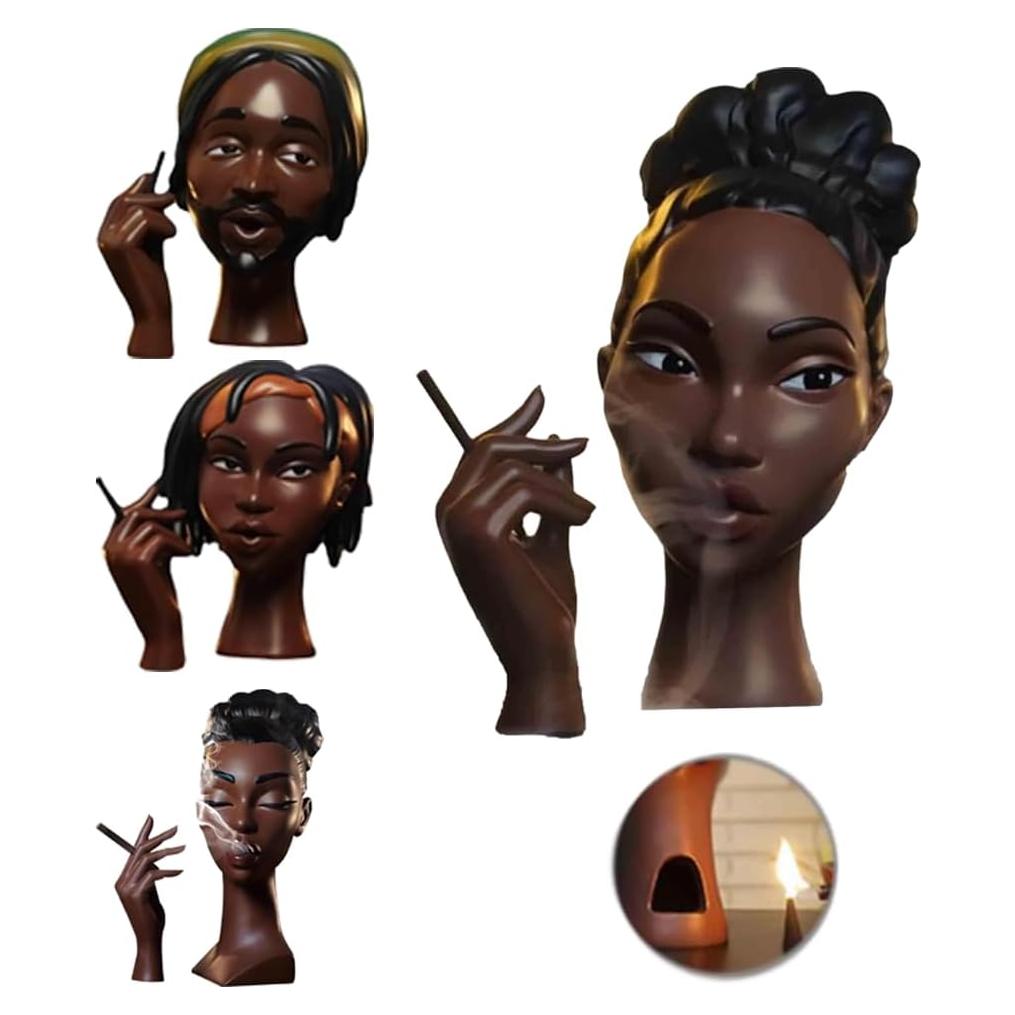 Quemador de Incienso Osiunav Mujer Negra 25.4 cm Resina