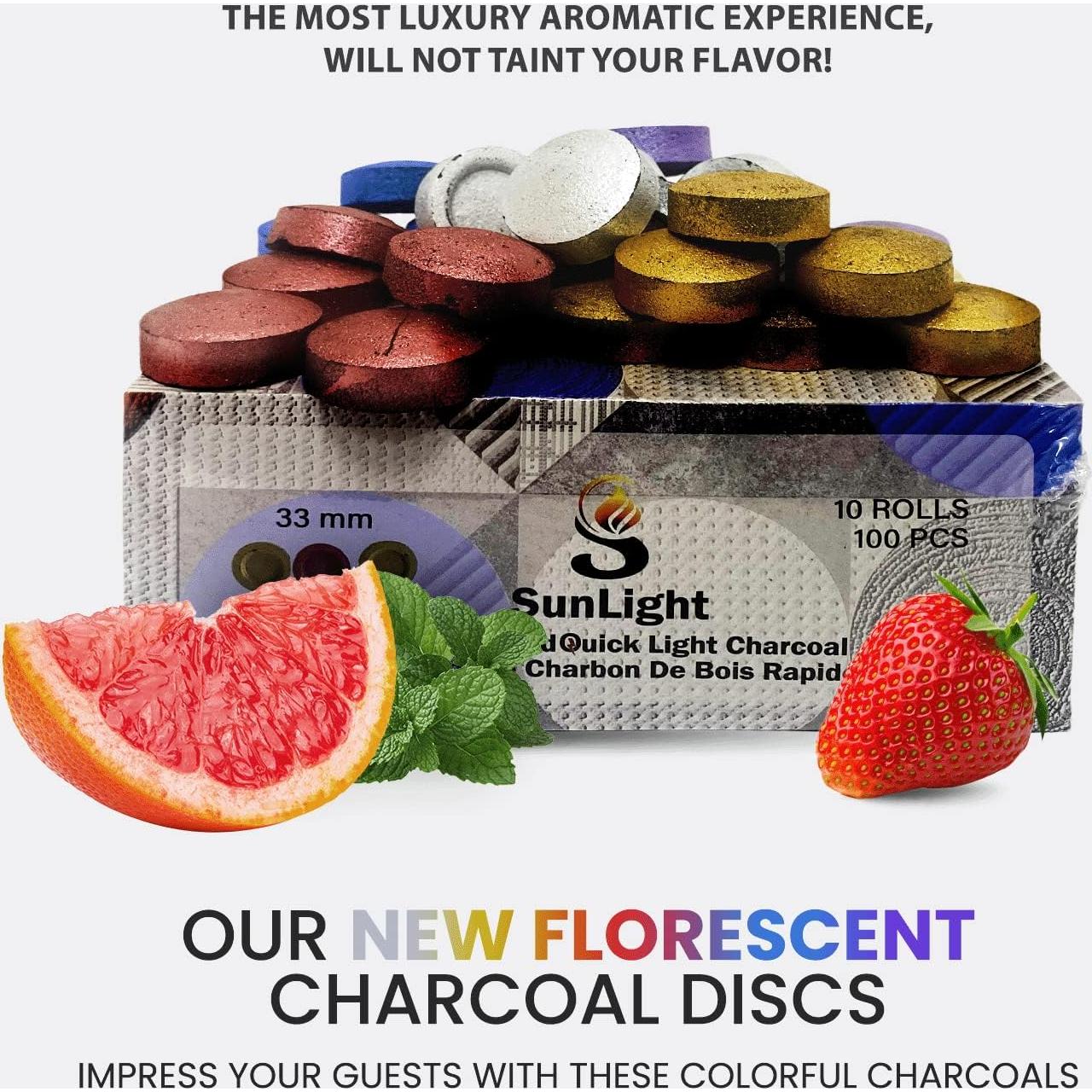 Tabletas de Carbón para Incienso Luz Solar - 100 Briquetas 33mm