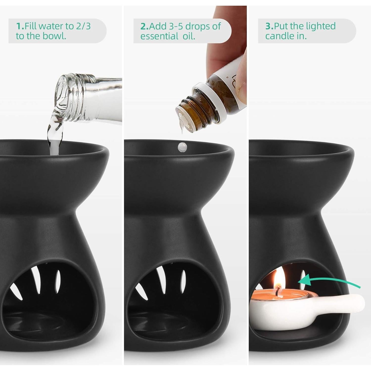 Juego de 2 quemadores de aceite esencial ComSaf cerámica 90ml