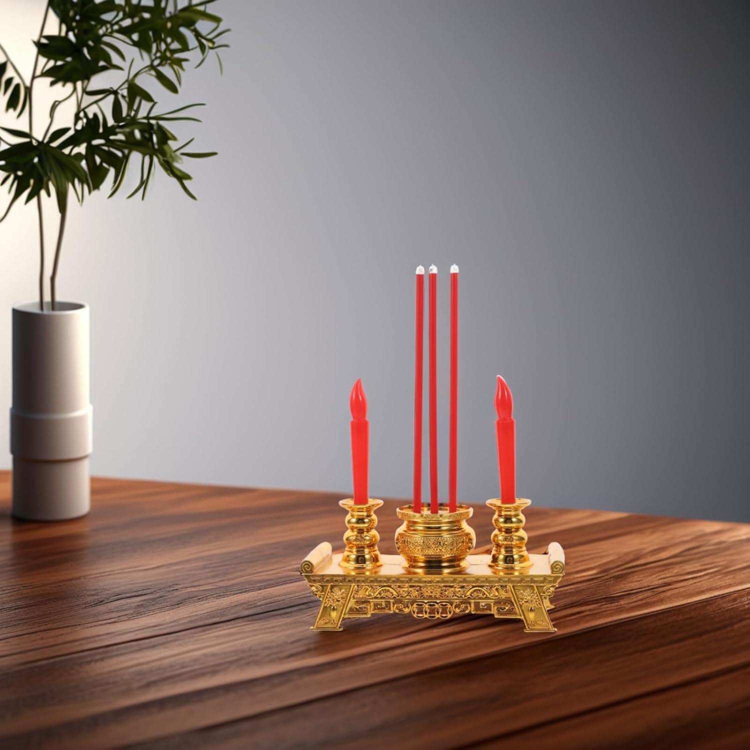 Quemador de Incienso Electrónico Beaupretty LED Candelabro Chino