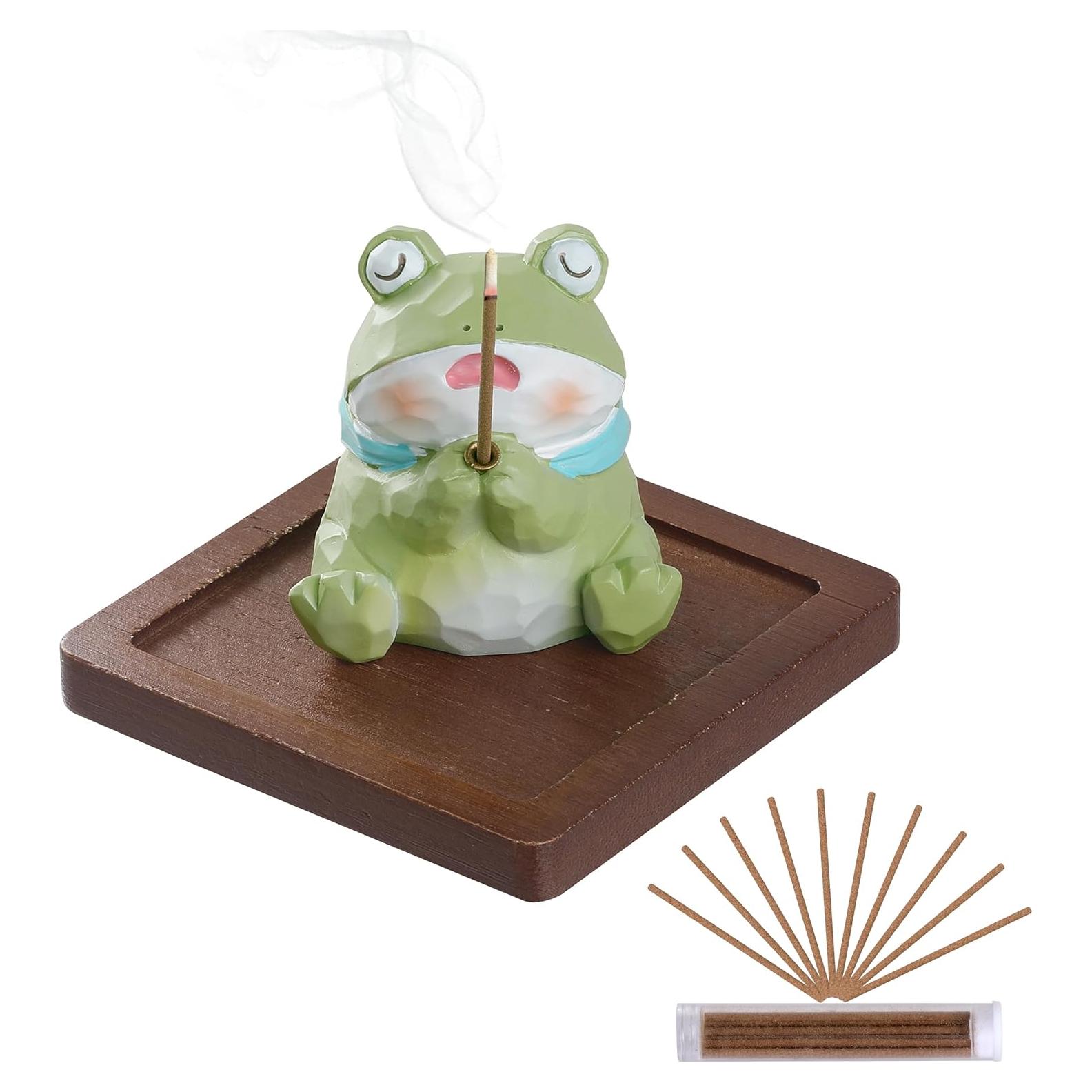 Soporte de Incienso Lionpower Rana con Bandeja de Madera