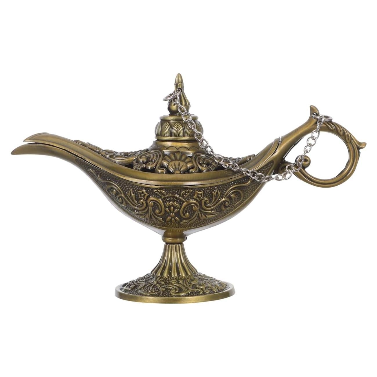 Quemador de Incienso Healifty Lámpara de Deseos de Metal Bronce