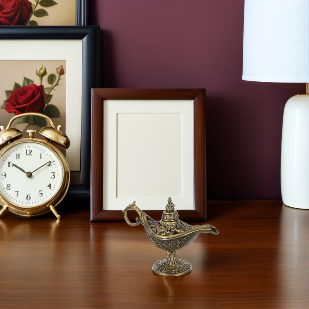 Quemador de Incienso Healifty Lámpara de Deseos de Metal Bronce