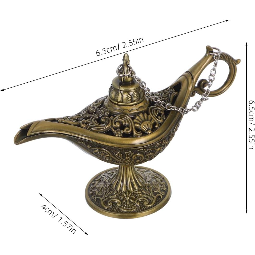 Quemador de Incienso Healifty Lámpara de Deseos de Metal Bronce