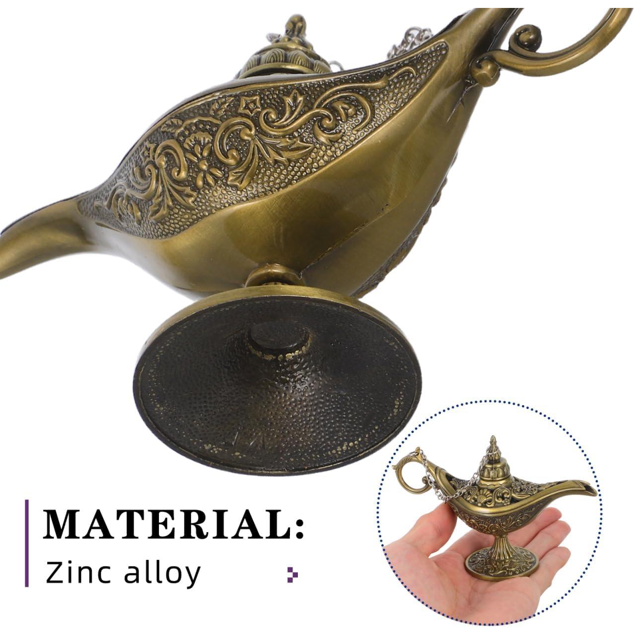 Quemador de Incienso Healifty Lámpara de Deseos de Metal Bronce