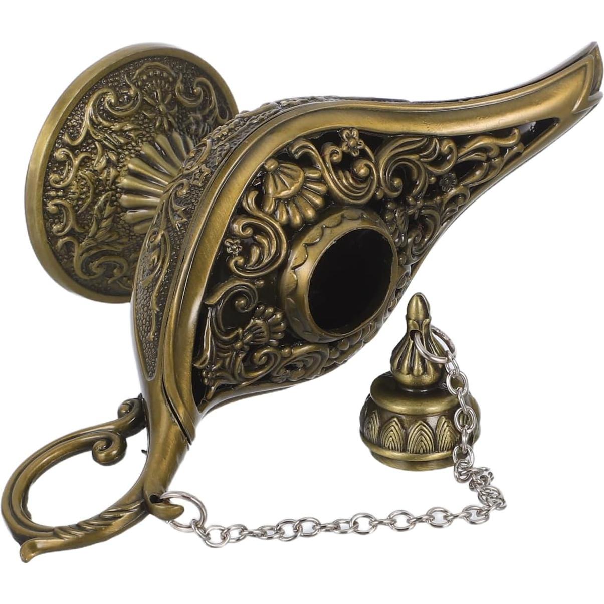 Quemador de Incienso Healifty Lámpara de Deseos de Metal Bronce