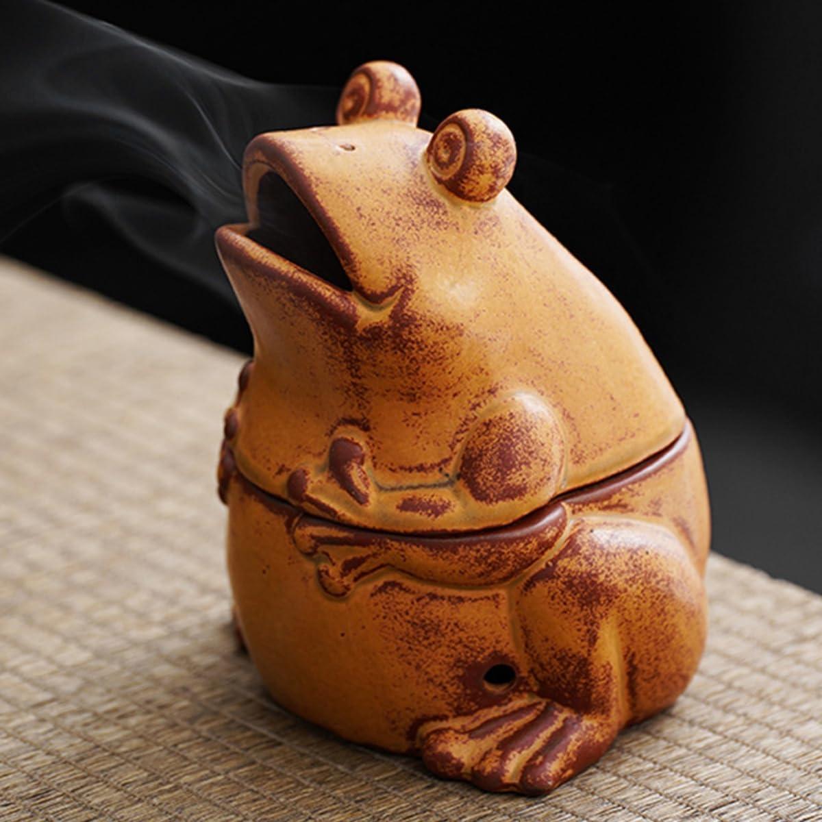 Soporte de Incienso de Rana Cerámica 10.4cm para Yoga