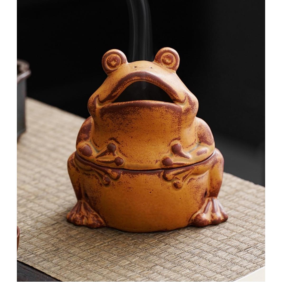 Soporte de Incienso de Rana Cerámica 10.4cm para Yoga