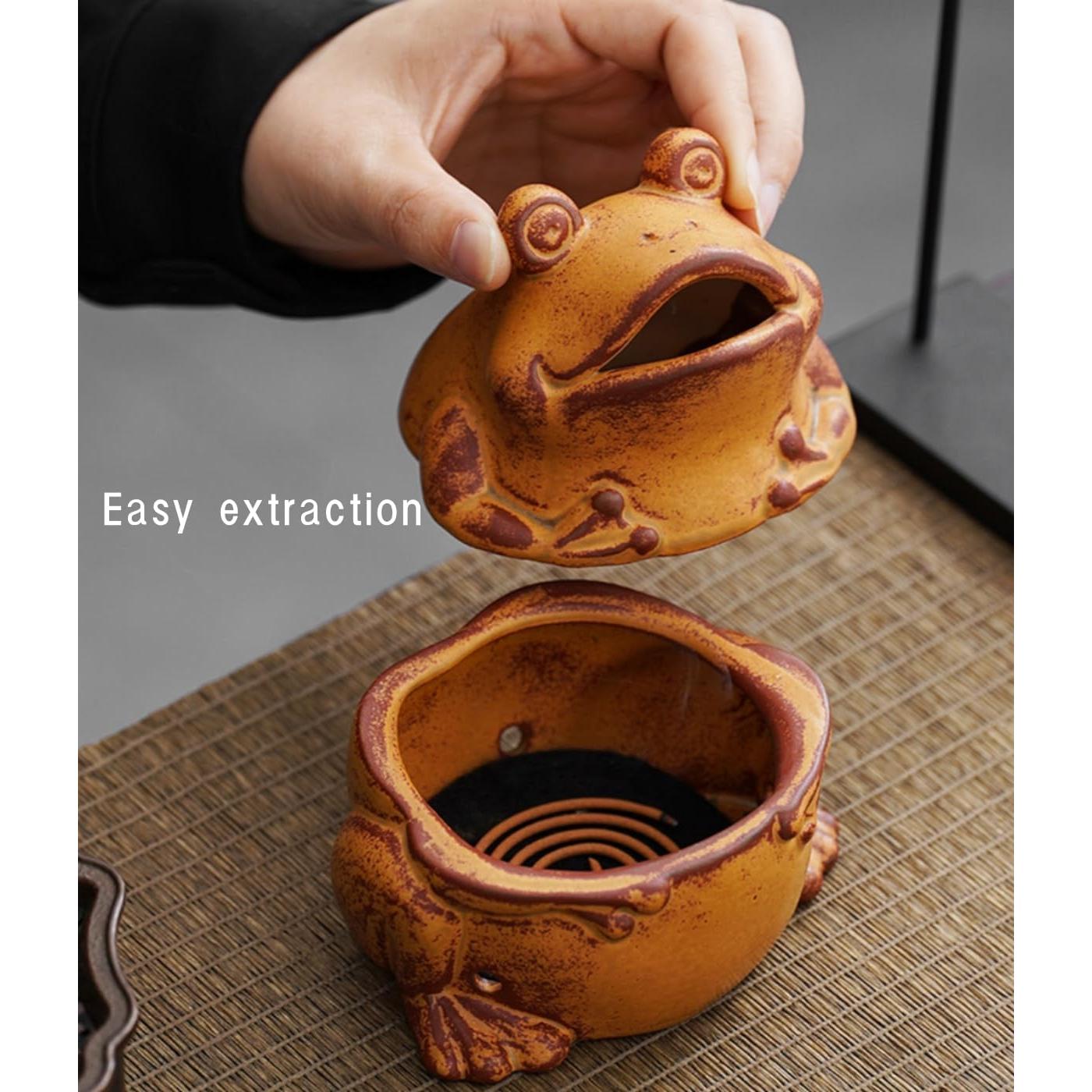 Soporte de Incienso de Rana Cerámica 10.4cm para Yoga