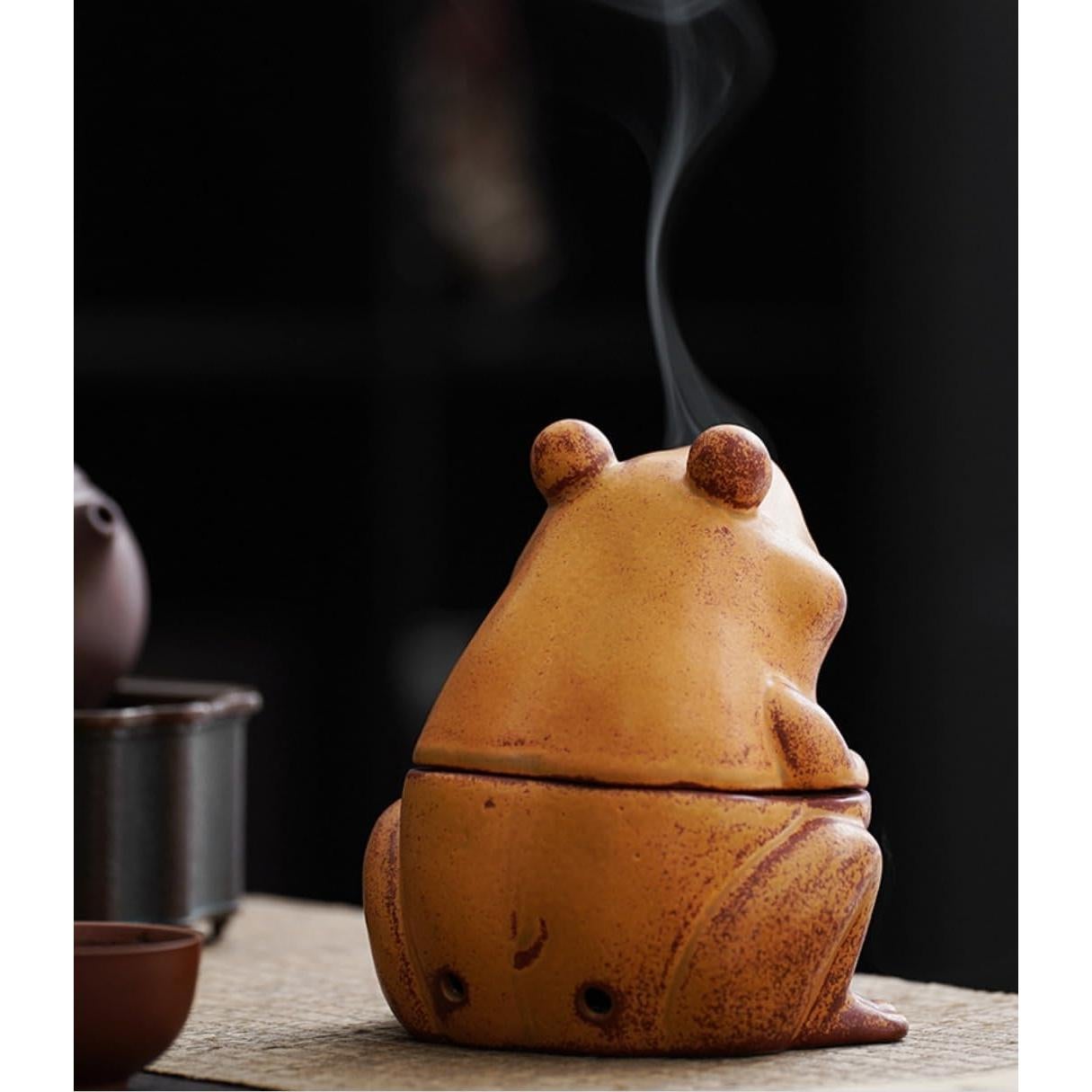 Soporte de Incienso de Rana Cerámica 10.4cm para Yoga