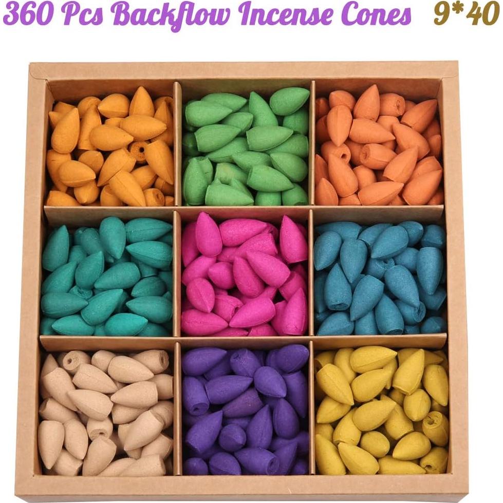 Conos de Incienso de Retroceso OTOFY 360 Pcs Aromas Naturales