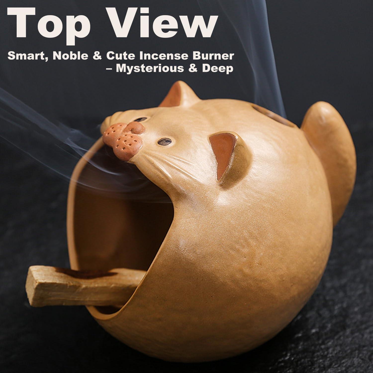 Soporte de Incienso de Cerámica Gato GIYOXIMA 15 cm