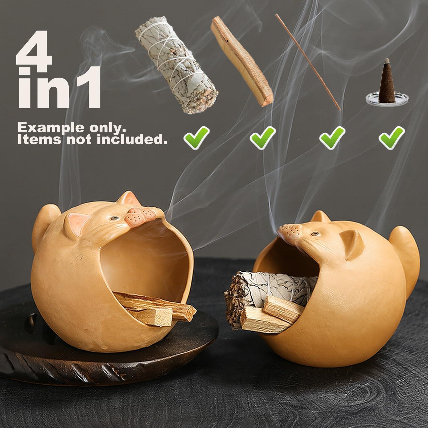 Soporte de Incienso de Cerámica Gato GIYOXIMA 15 cm