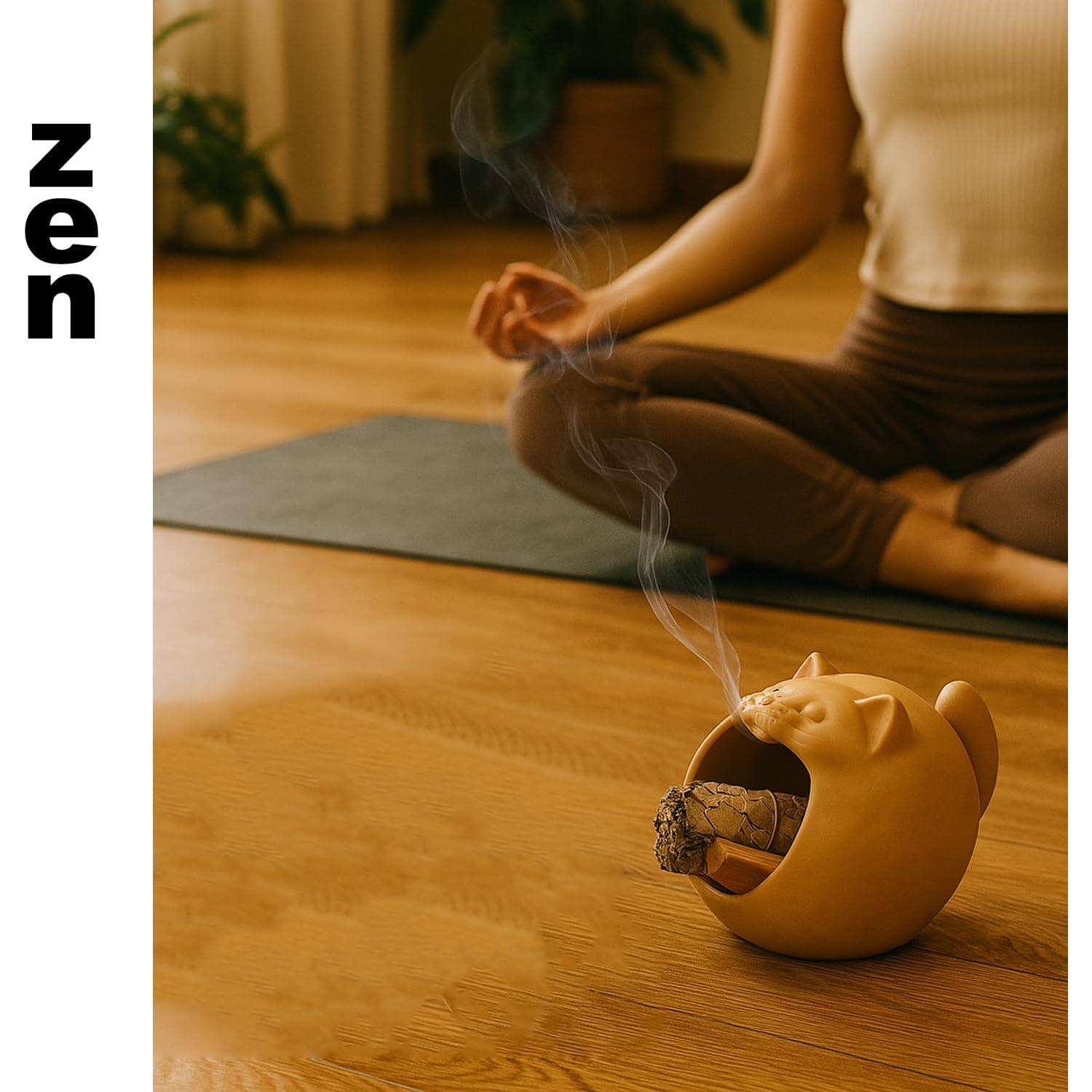 Soporte de Incienso de Cerámica Gato GIYOXIMA 15 cm