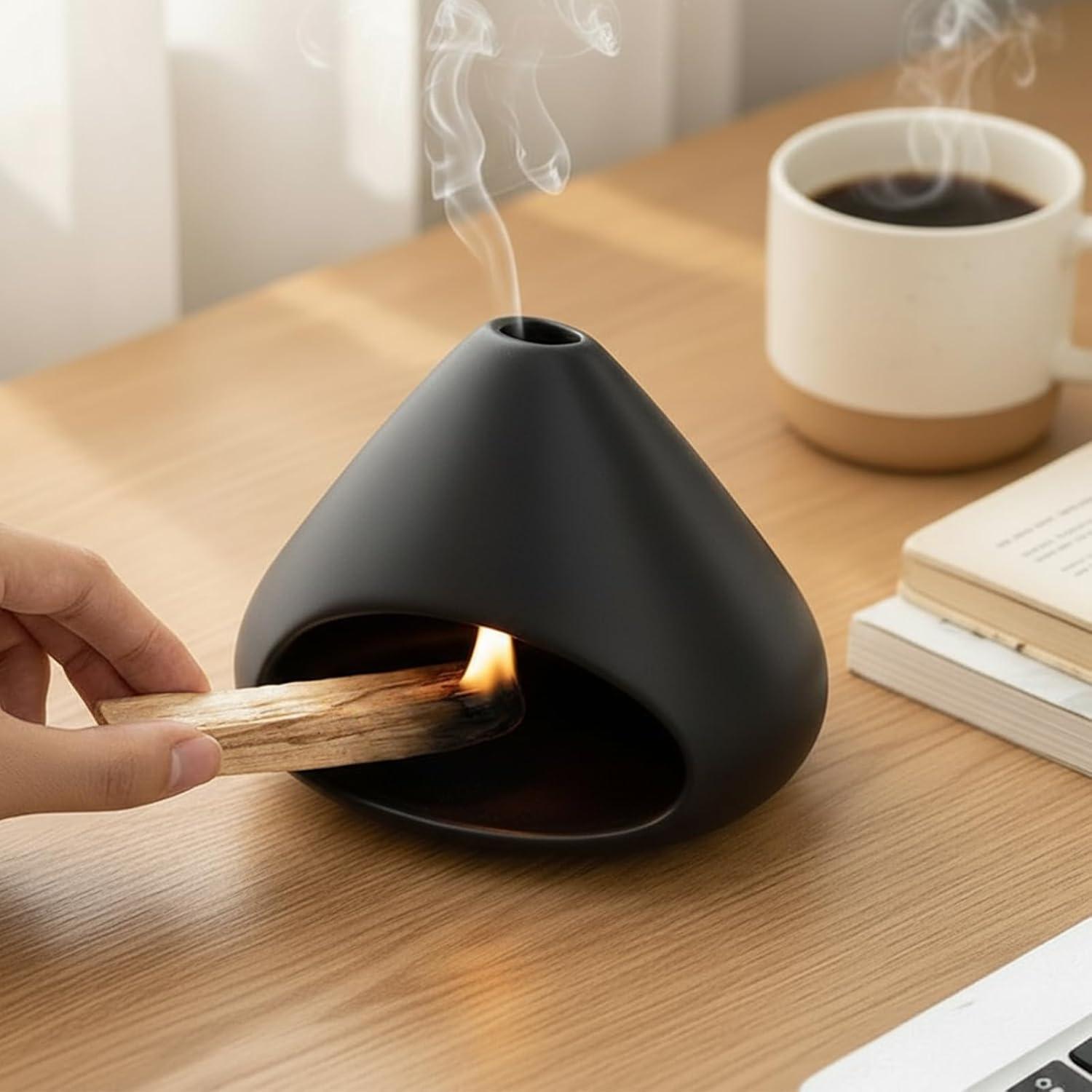 Soporte de Palo Santo DIDIBIRD Mini Chimenea Cerámica Negro
