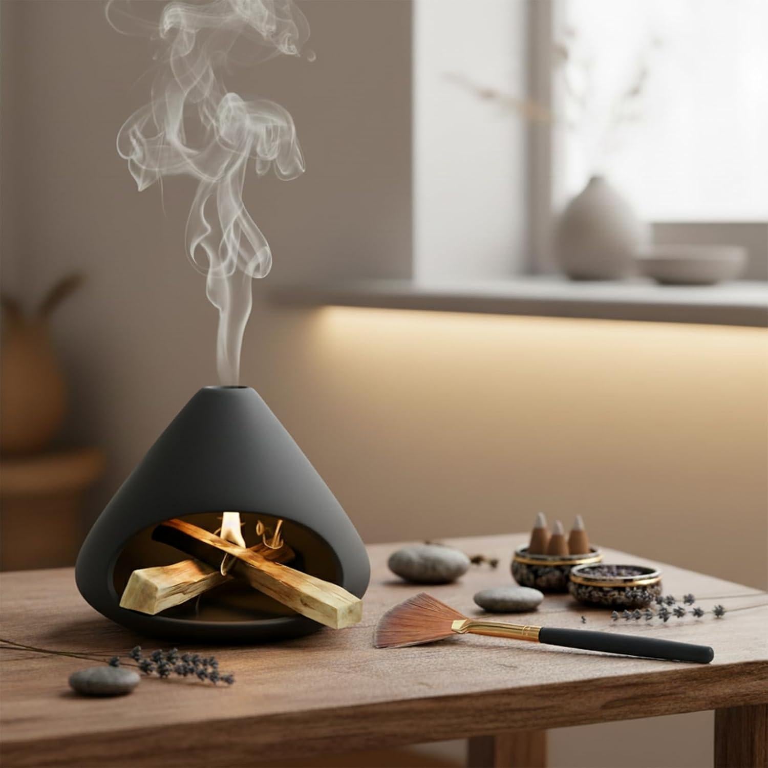 Soporte de Palo Santo DIDIBIRD Mini Chimenea Cerámica Negro