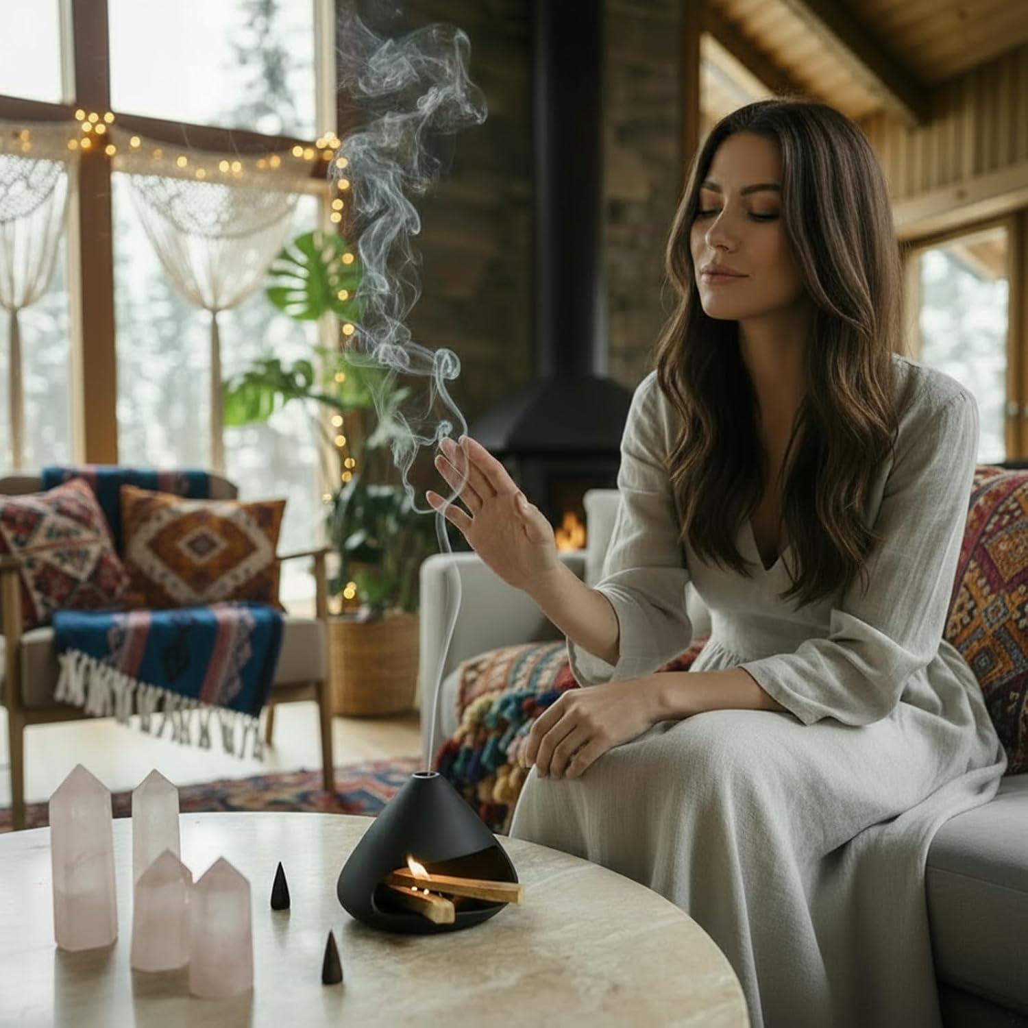 Soporte de Palo Santo DIDIBIRD Mini Chimenea Cerámica Negro