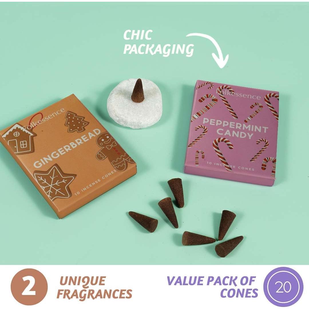 Conos de Incienso Folkulture 20 Pcs Pan de Jengibre y Menta