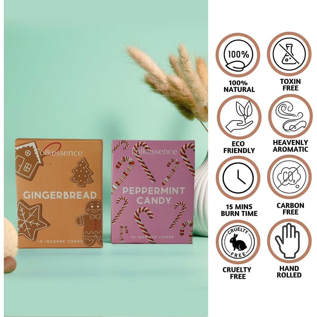 Conos de Incienso Folkulture 20 Pcs Pan de Jengibre y Menta